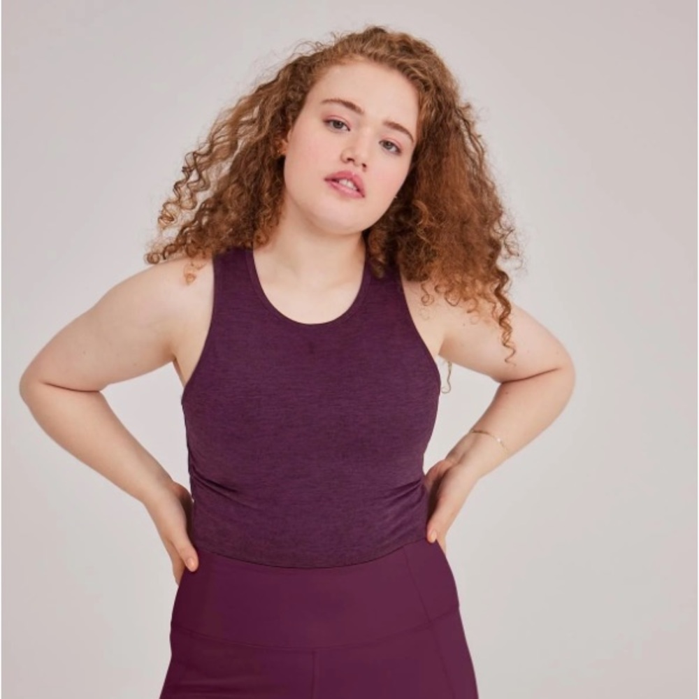 Girlfriend Collective ReSet Super Crop Tank in Plum - Medium